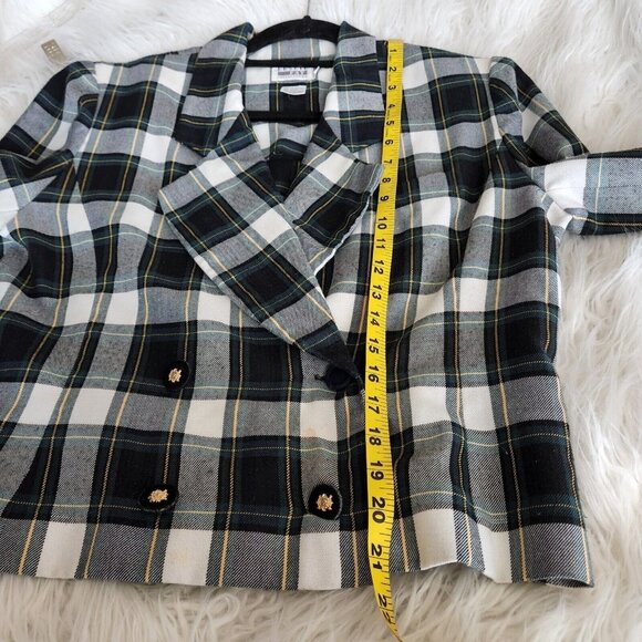 Vintage Leslie Fey Cropped Plaid Plaid Blazer Academia Collegiate‎ Size 10 - Picture 7 of 8